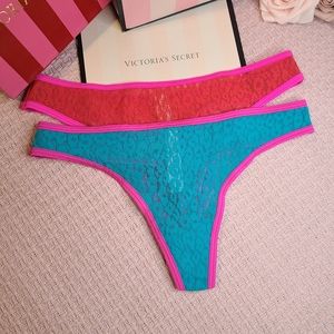 Victoria's Secret 2pk Y2K Neon Lace Thongs Size Sm